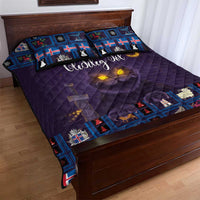Iceland Christmas Quilt Bed Set Yule Cat Christmas Lightning Art - Wonder Print Shop