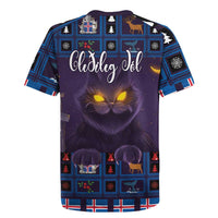 Iceland Christmas Rugby Jersey Yule Cat Christmas Lightning Art - Wonder Print Shop
