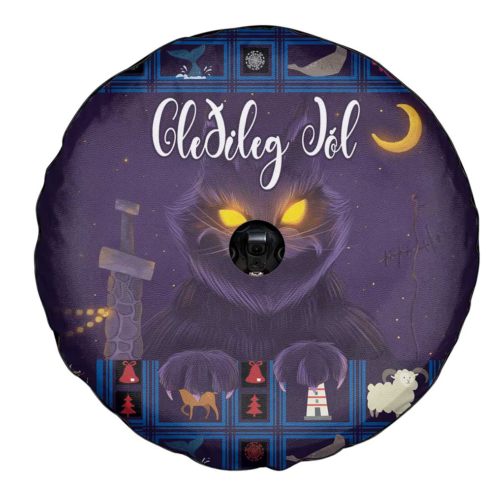 Iceland Christmas Spare Tire Cover Yule Cat Christmas Lightning Art - Wonder Print Shop