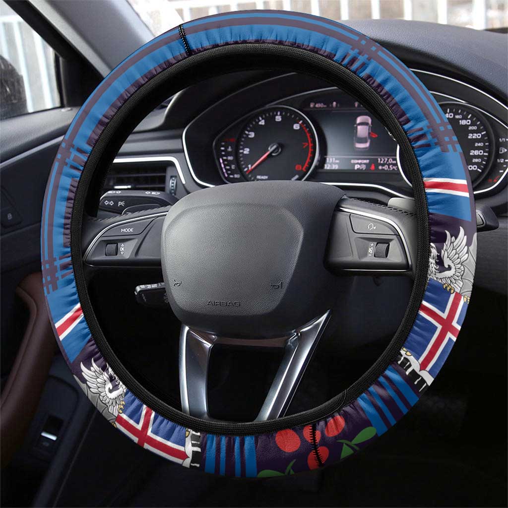 Iceland Christmas Steering Wheel Cover Yule Cat Christmas Lightning Art - Wonder Print Shop