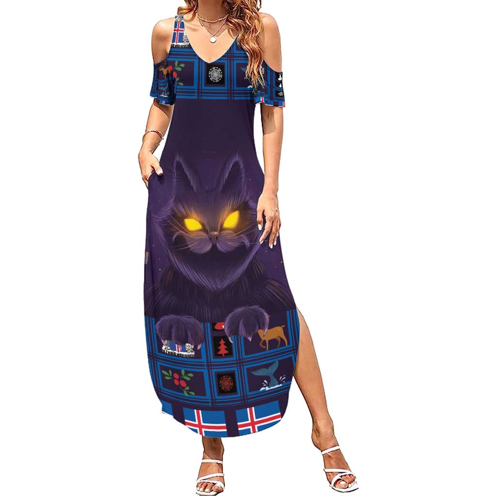 Iceland Christmas Summer Maxi Dress Yule Cat Christmas Lightning Art - Wonder Print Shop