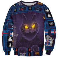 Iceland Christmas Sweatshirt Yule Cat Christmas Lightning Art - Wonder Print Shop