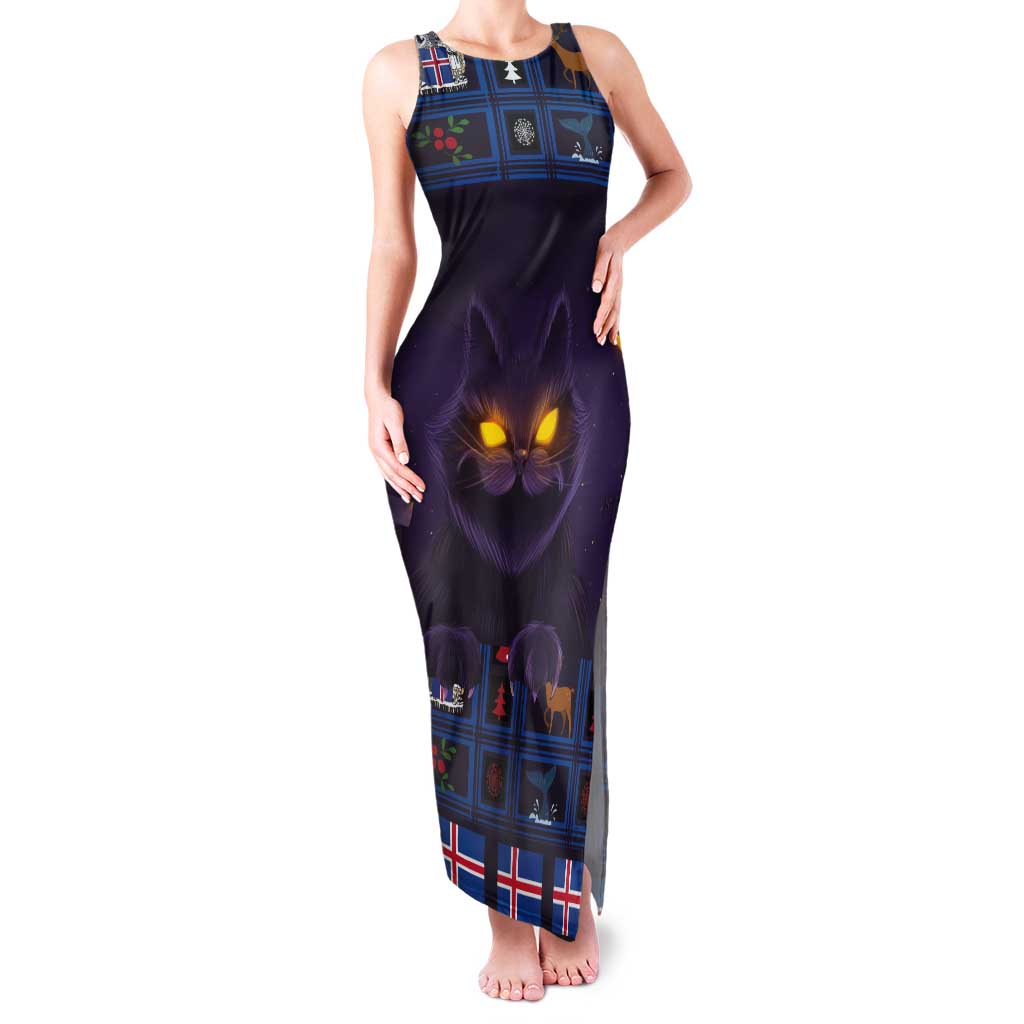 Iceland Christmas Tank Maxi Dress Yule Cat Christmas Lightning Art - Wonder Print Shop