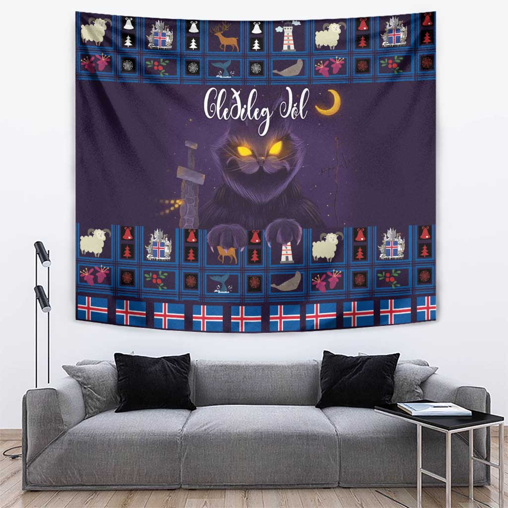 Iceland Christmas Tapestry Yule Cat Christmas Lightning Art - Wonder Print Shop