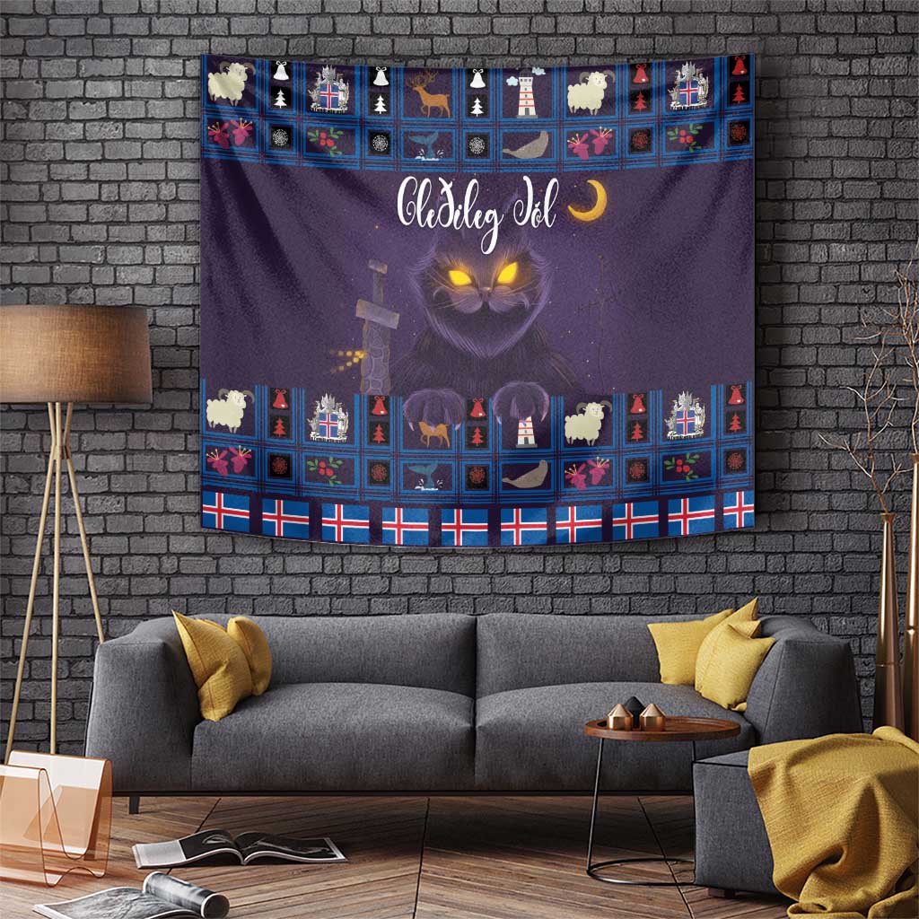 Iceland Christmas Tapestry Yule Cat Christmas Lightning Art - Wonder Print Shop