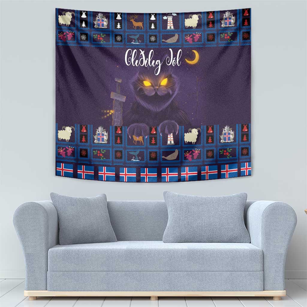 Iceland Christmas Tapestry Yule Cat Christmas Lightning Art - Wonder Print Shop