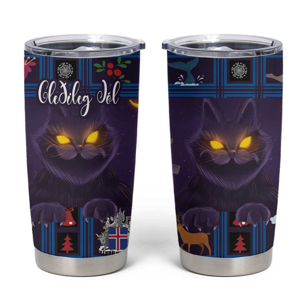 Iceland Christmas Tumbler Cup Yule Cat Christmas Lightning Art - Wonder Print Shop