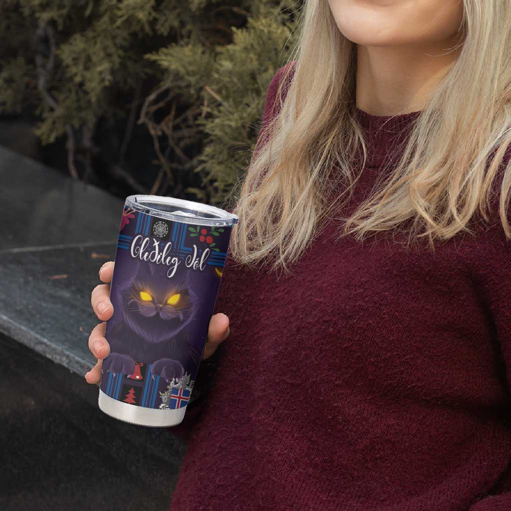 Iceland Christmas Tumbler Cup Yule Cat Christmas Lightning Art - Wonder Print Shop