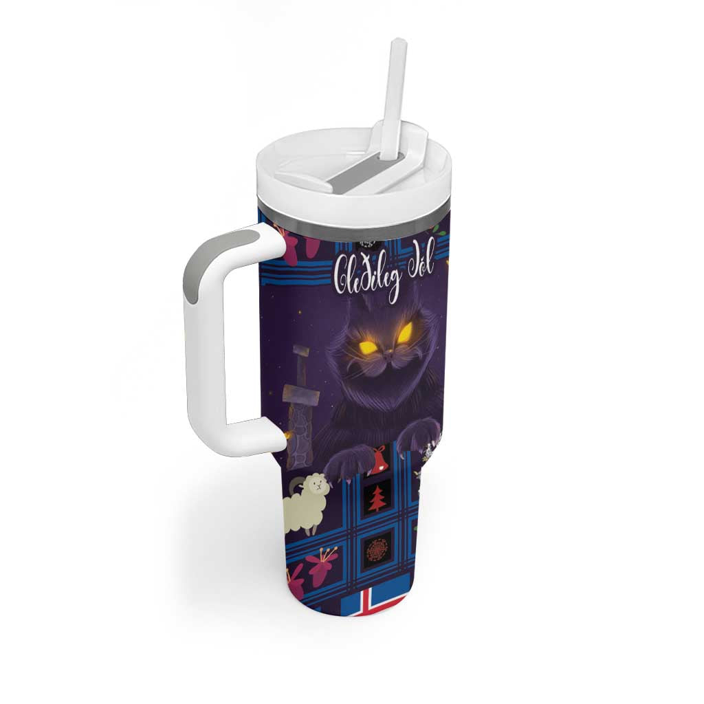Iceland Christmas Tumbler With Handle Yule Cat Christmas Lightning Art - Wonder Print Shop