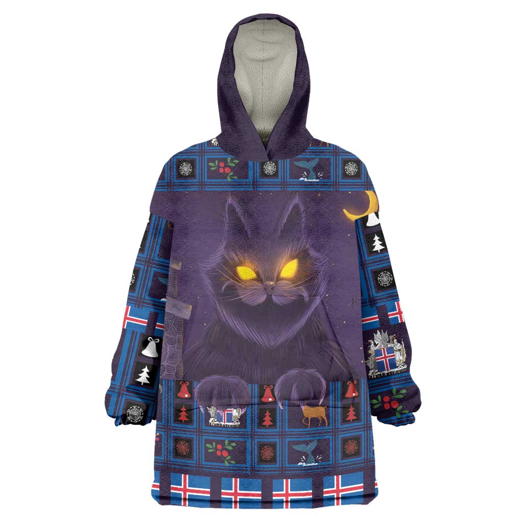 Iceland Christmas Wearable Blanket Hoodie Yule Cat Christmas Lightning Art - Wonder Print Shop