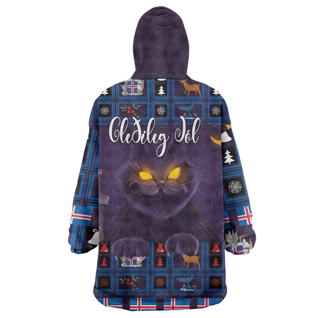 Iceland Christmas Wearable Blanket Hoodie Yule Cat Christmas Lightning Art - Wonder Print Shop