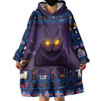 Iceland Christmas Wearable Blanket Hoodie Yule Cat Christmas Lightning Art - Wonder Print Shop