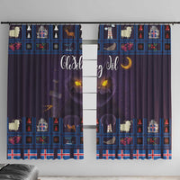 Iceland Christmas Window Curtain Yule Cat Christmas Lightning Art - Wonder Print Shop