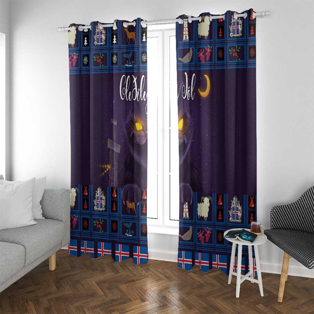 Iceland Christmas Window Curtain Yule Cat Christmas Lightning Art - Wonder Print Shop