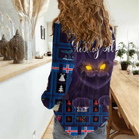 Iceland Christmas Women Casual Shirt Yule Cat Christmas Lightning Art - Wonder Print Shop