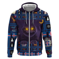 Iceland Christmas Zip Hoodie Yule Cat Christmas Lightning Art - Wonder Print Shop