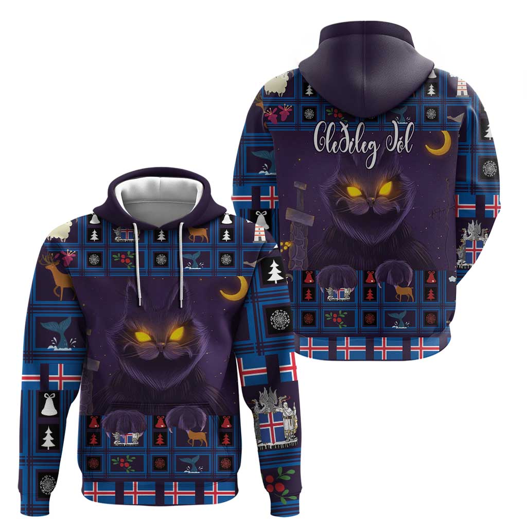 Iceland Christmas Zip Hoodie Yule Cat Christmas Lightning Art - Wonder Print Shop