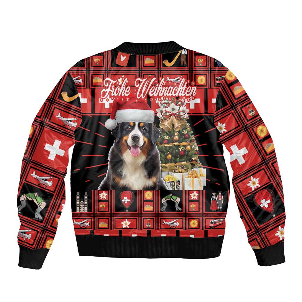 Merry Christmas Bernese Mountain Dog Bomber Jacket Switzerland Symbols - Lightning Art - Wonder Print Shop