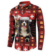 Merry Christmas Bernese Mountain Dog Button Sweatshirt Switzerland Symbols - Lightning Art - Wonder Print Shop