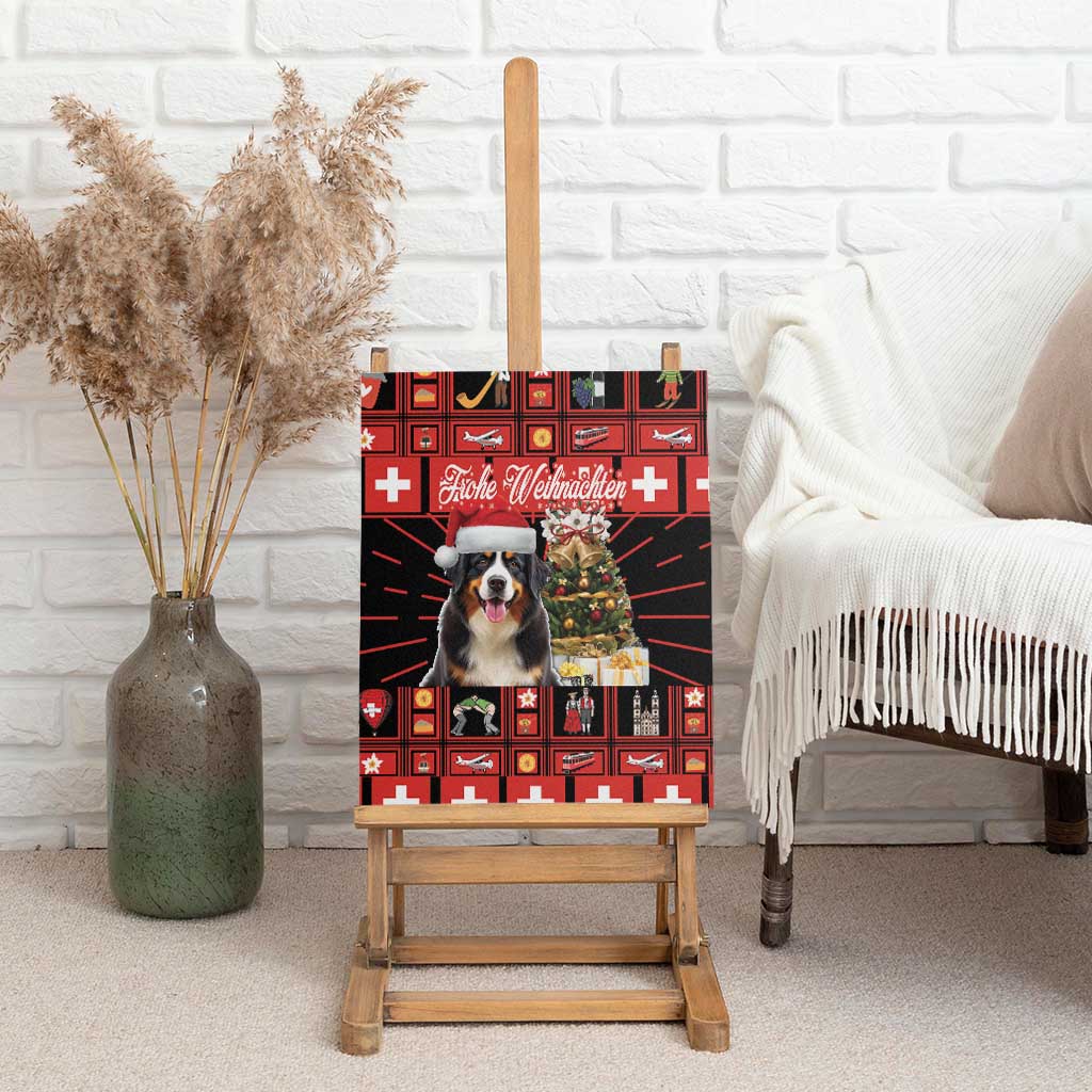 Merry Christmas Bernese Mountain Dog Canvas Wall Art Switzerland Symbols - Lightning Art - Wonder Print Shop