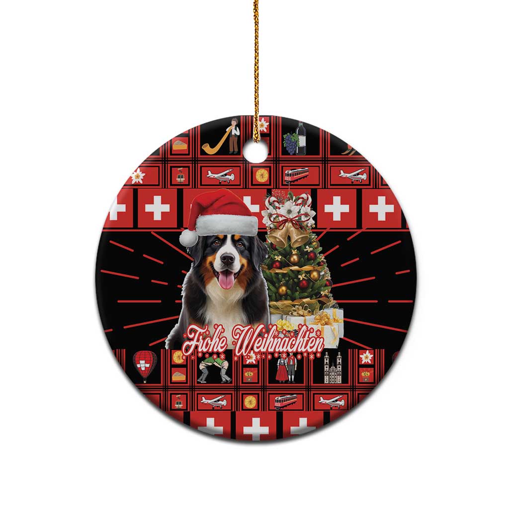 Merry Christmas Bernese Mountain Dog Ceramic Ornament Switzerland Symbols - Lightning Art - Wonder Print Shop