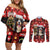 Merry Christmas Bernese Mountain Dog Couples Matching Off Shoulder Short Dress and Long Sleeve Button Shirt Switzerland Symbols - Lightning Art - Wonder Print Shop