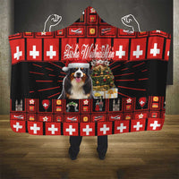Merry Christmas Bernese Mountain Dog Hooded Blanket Switzerland Symbols - Lightning Art