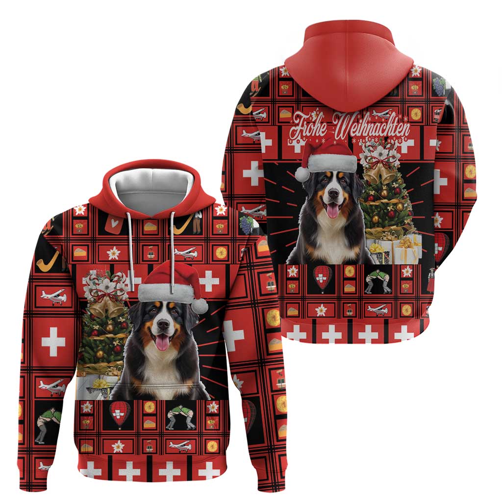 Merry Christmas Bernese Mountain Dog Hoodie Switzerland Symbols - Lightning Art - Wonder Print Shop