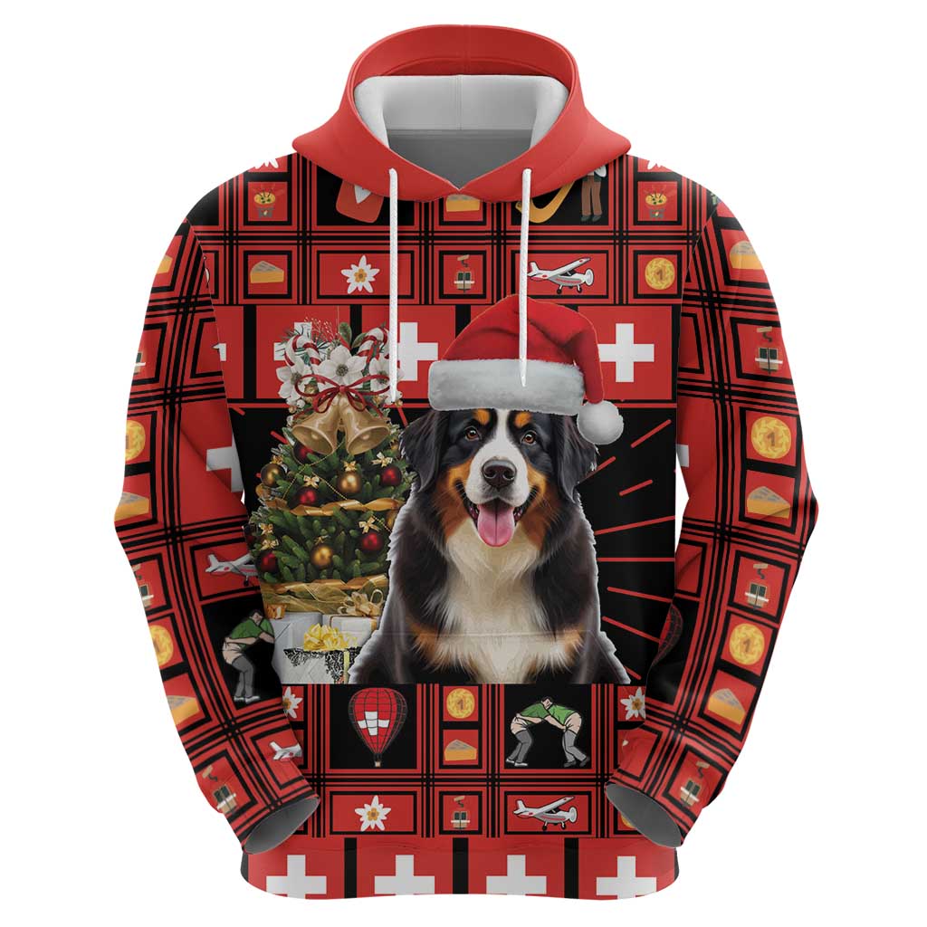 Merry Christmas Bernese Mountain Dog Hoodie Switzerland Symbols - Lightning Art - Wonder Print Shop