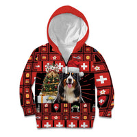 Merry Christmas Bernese Mountain Dog Kid Hoodie Switzerland Symbols - Lightning Art - Wonder Print Shop