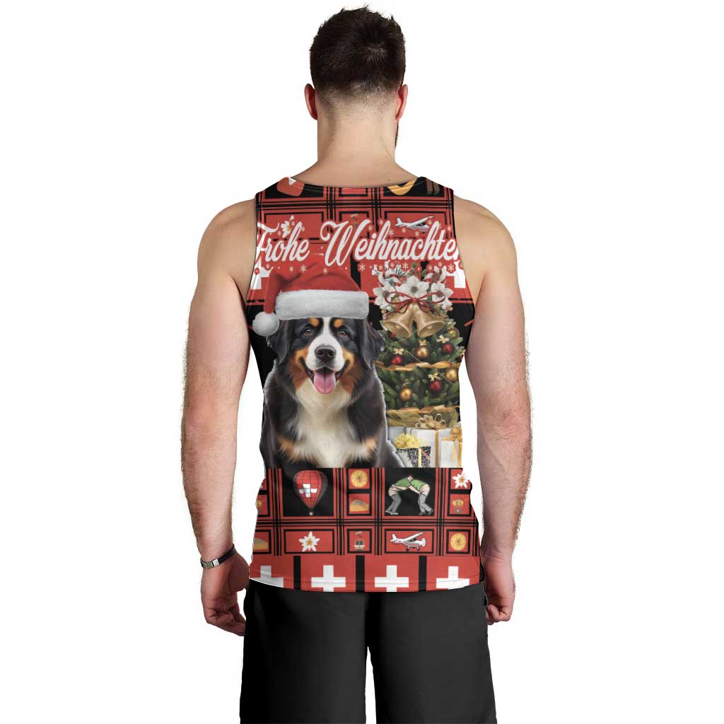 Merry Christmas Bernese Mountain Dog Men Tank Top Switzerland Symbols - Lightning Art - Wonder Print Shop