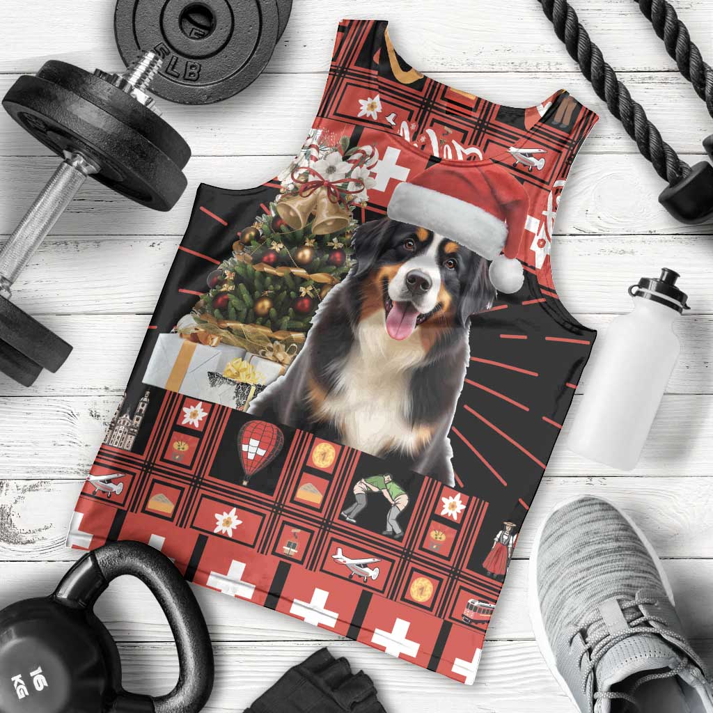 Merry Christmas Bernese Mountain Dog Men Tank Top Switzerland Symbols - Lightning Art - Wonder Print Shop