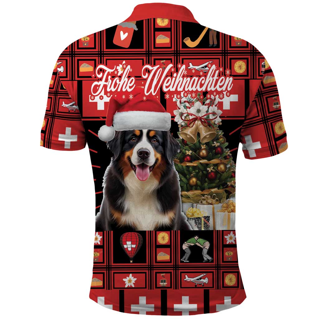 Merry Christmas Bernese Mountain Dog Polo Shirt Switzerland Symbols - Lightning Art - Wonder Print Shop