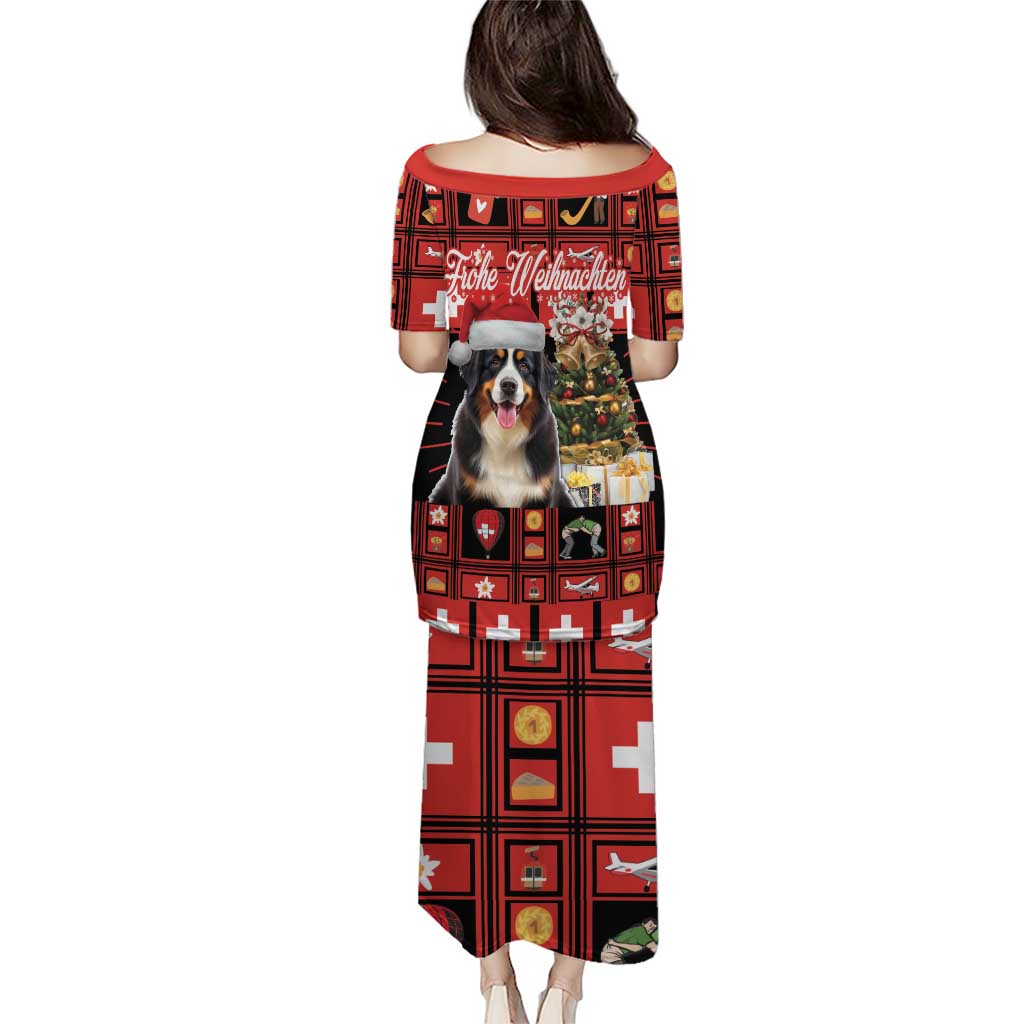 Merry Christmas Bernese Mountain Dog Puletasi Switzerland Symbols - Lightning Art - Wonder Print Shop