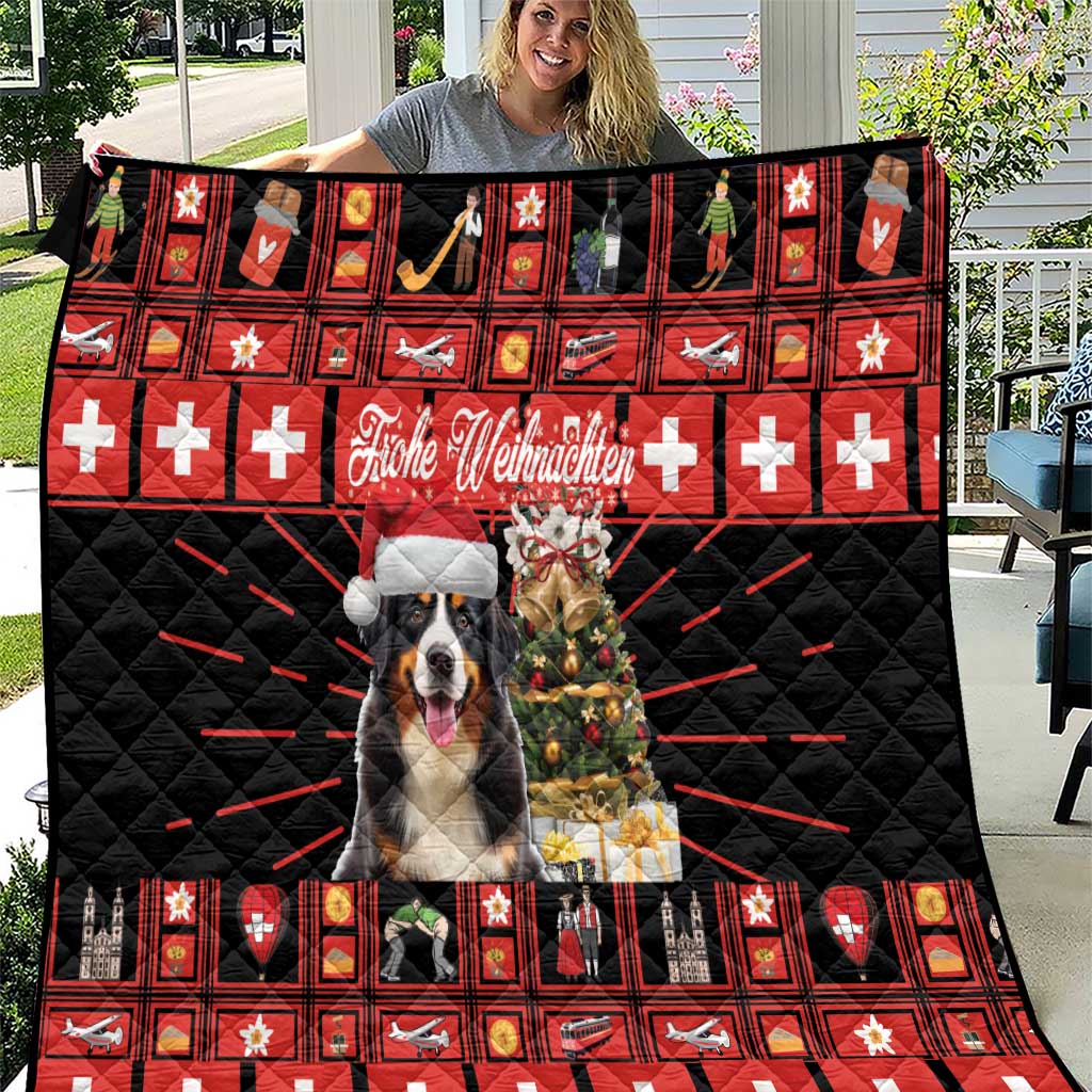 Merry Christmas Bernese Mountain Dog Quilt Switzerland Symbols - Lightning Art - Wonder Print Shop