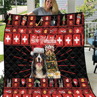 Merry Christmas Bernese Mountain Dog Quilt Switzerland Symbols - Lightning Art - Wonder Print Shop