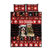 Merry Christmas Bernese Mountain Dog Quilt Bed Set Switzerland Symbols - Lightning Art - Wonder Print Shop
