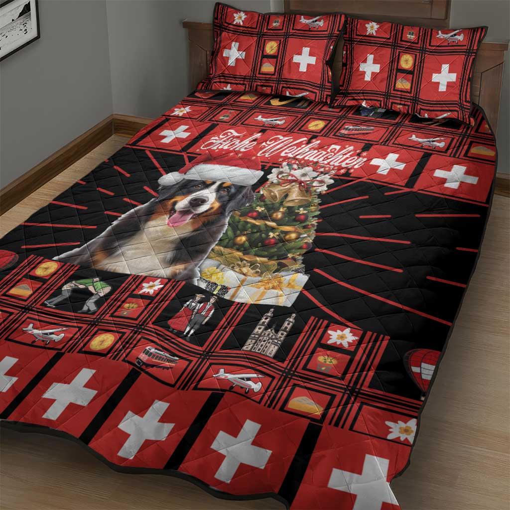 Merry Christmas Bernese Mountain Dog Quilt Bed Set Switzerland Symbols - Lightning Art - Wonder Print Shop