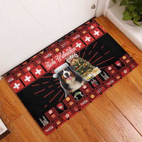 Merry Christmas Bernese Mountain Dog Rubber Doormat Switzerland Symbols - Lightning Art - Wonder Print Shop