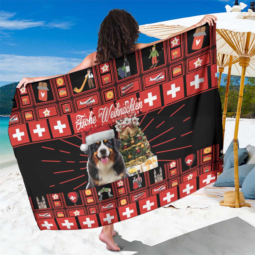 Merry Christmas Bernese Mountain Dog Sarong Switzerland Symbols - Lightning Art - Wonder Print Shop