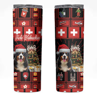 Merry Christmas Bernese Mountain Dog Skinny Tumbler Switzerland Symbols - Lightning Art - Wonder Print Shop