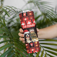 Merry Christmas Bernese Mountain Dog Skinny Tumbler Switzerland Symbols - Lightning Art - Wonder Print Shop