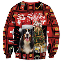 Merry Christmas Bernese Mountain Dog Sweatshirt Switzerland Symbols - Lightning Art - Wonder Print Shop