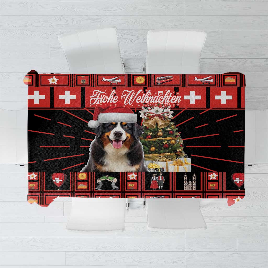 Merry Christmas Bernese Mountain Dog Tablecloth Switzerland Symbols - Lightning Art - Wonder Print Shop
