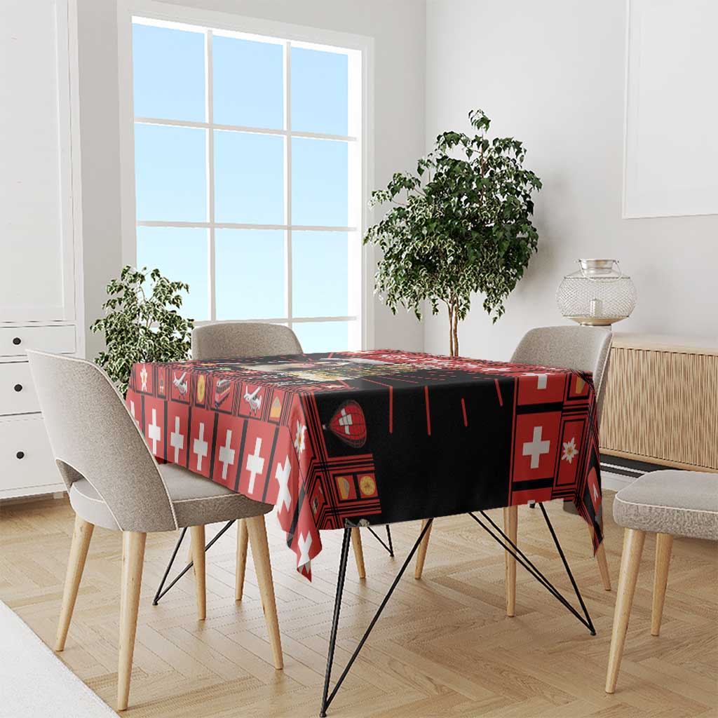 Merry Christmas Bernese Mountain Dog Tablecloth Switzerland Symbols - Lightning Art - Wonder Print Shop