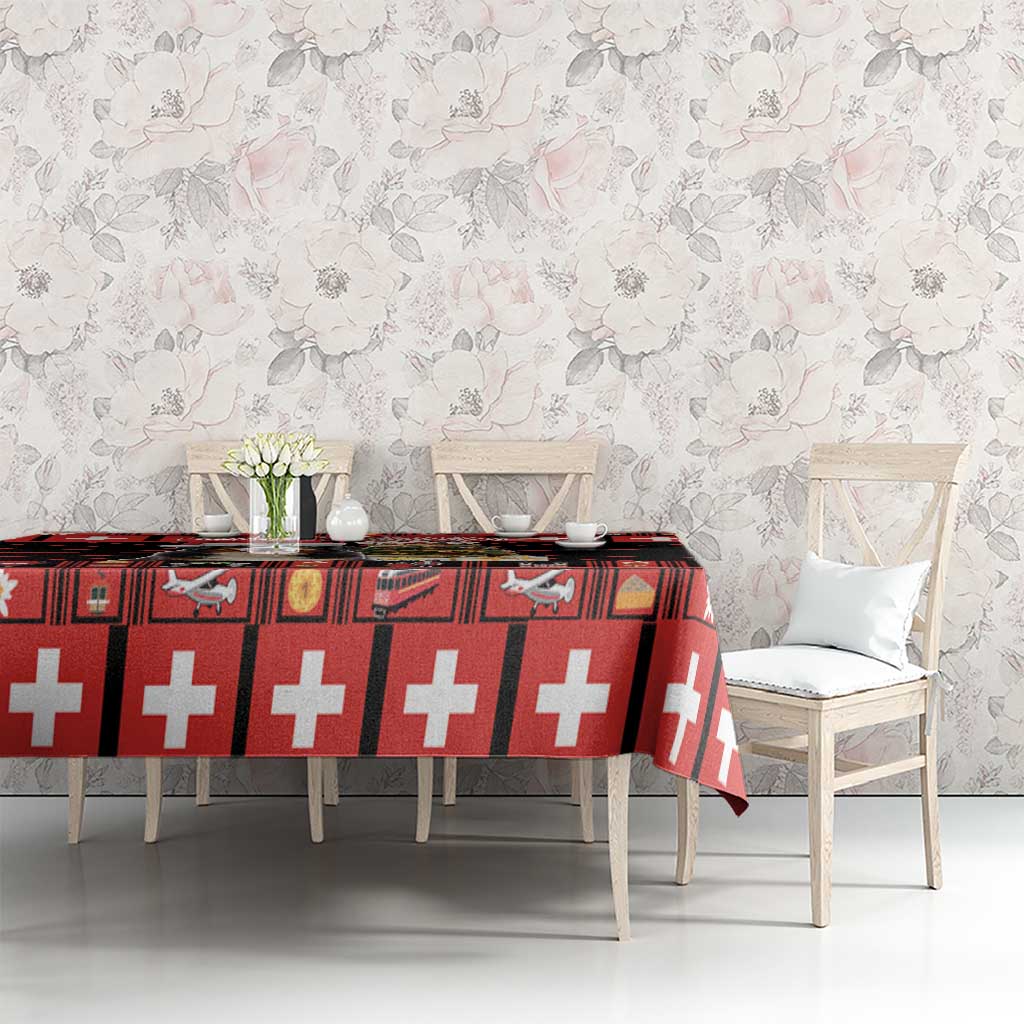 Merry Christmas Bernese Mountain Dog Tablecloth Switzerland Symbols - Lightning Art - Wonder Print Shop