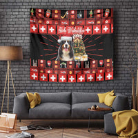 Merry Christmas Bernese Mountain Dog Tapestry Switzerland Symbols - Lightning Art - Wonder Print Shop