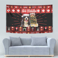 Merry Christmas Bernese Mountain Dog Tapestry Switzerland Symbols - Lightning Art - Wonder Print Shop