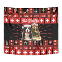 Merry Christmas Bernese Mountain Dog Tapestry Switzerland Symbols - Lightning Art - Wonder Print Shop