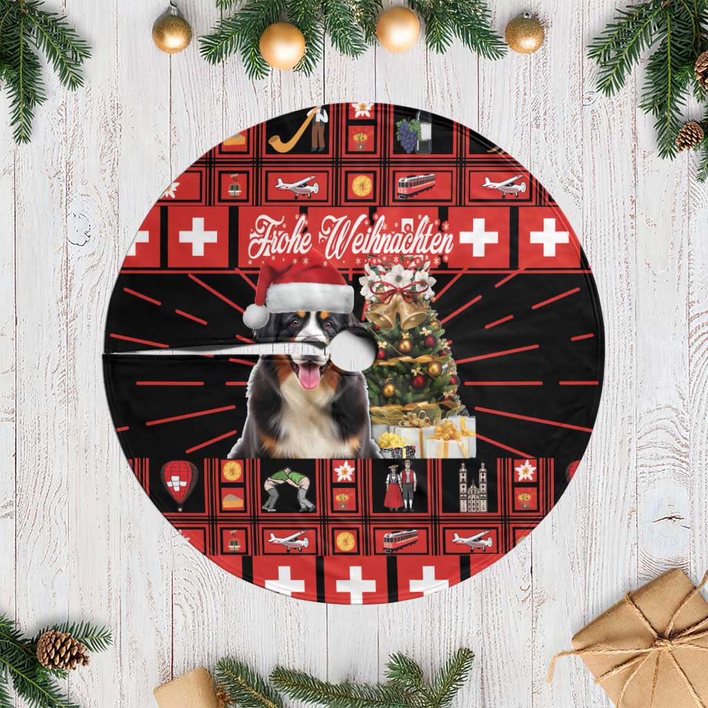 Merry Christmas Bernese Mountain Dog Tree Skirt Switzerland Symbols - Lightning Art - Wonder Print Shop